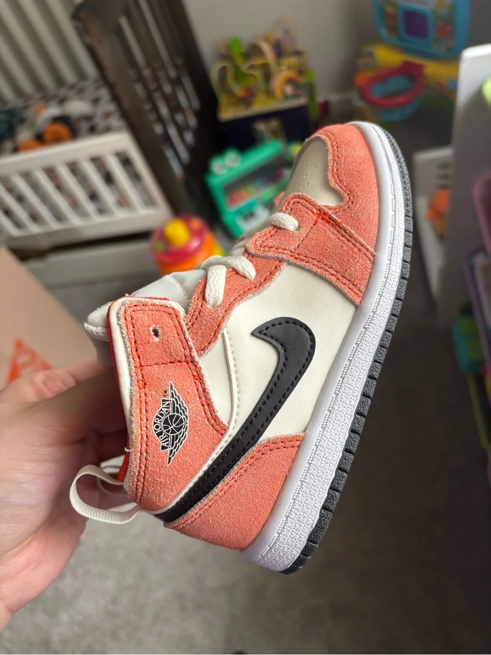 Jordan Kids' Mid-Top Sneakers in Coral, White and Black